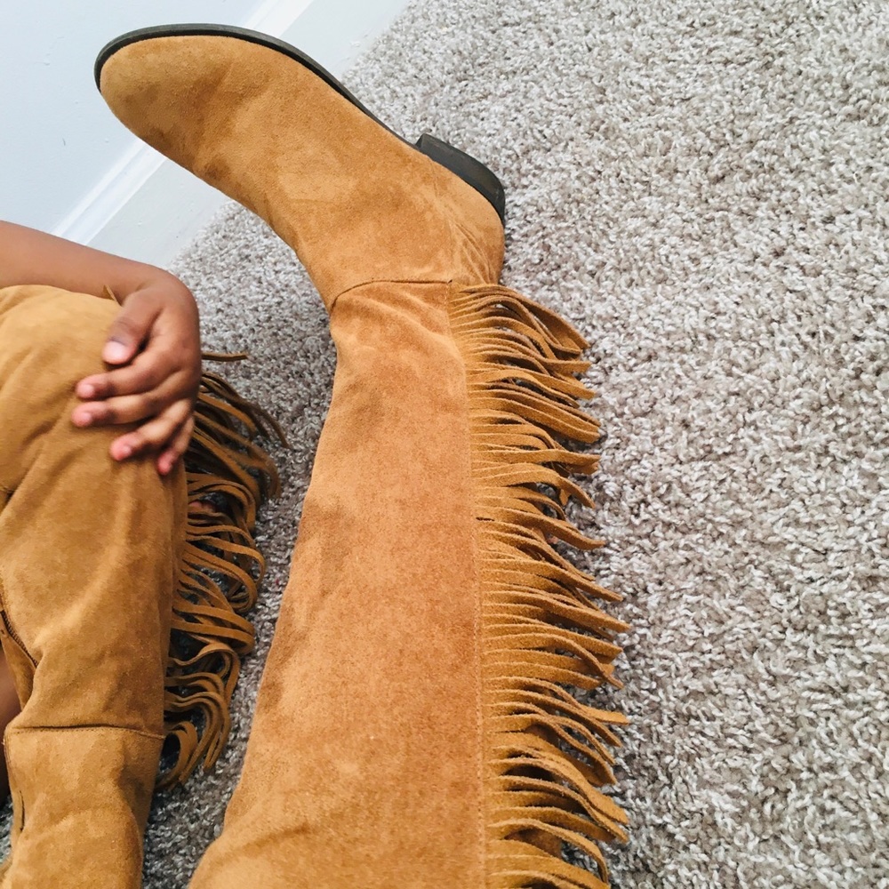 Brown tasseled booties
